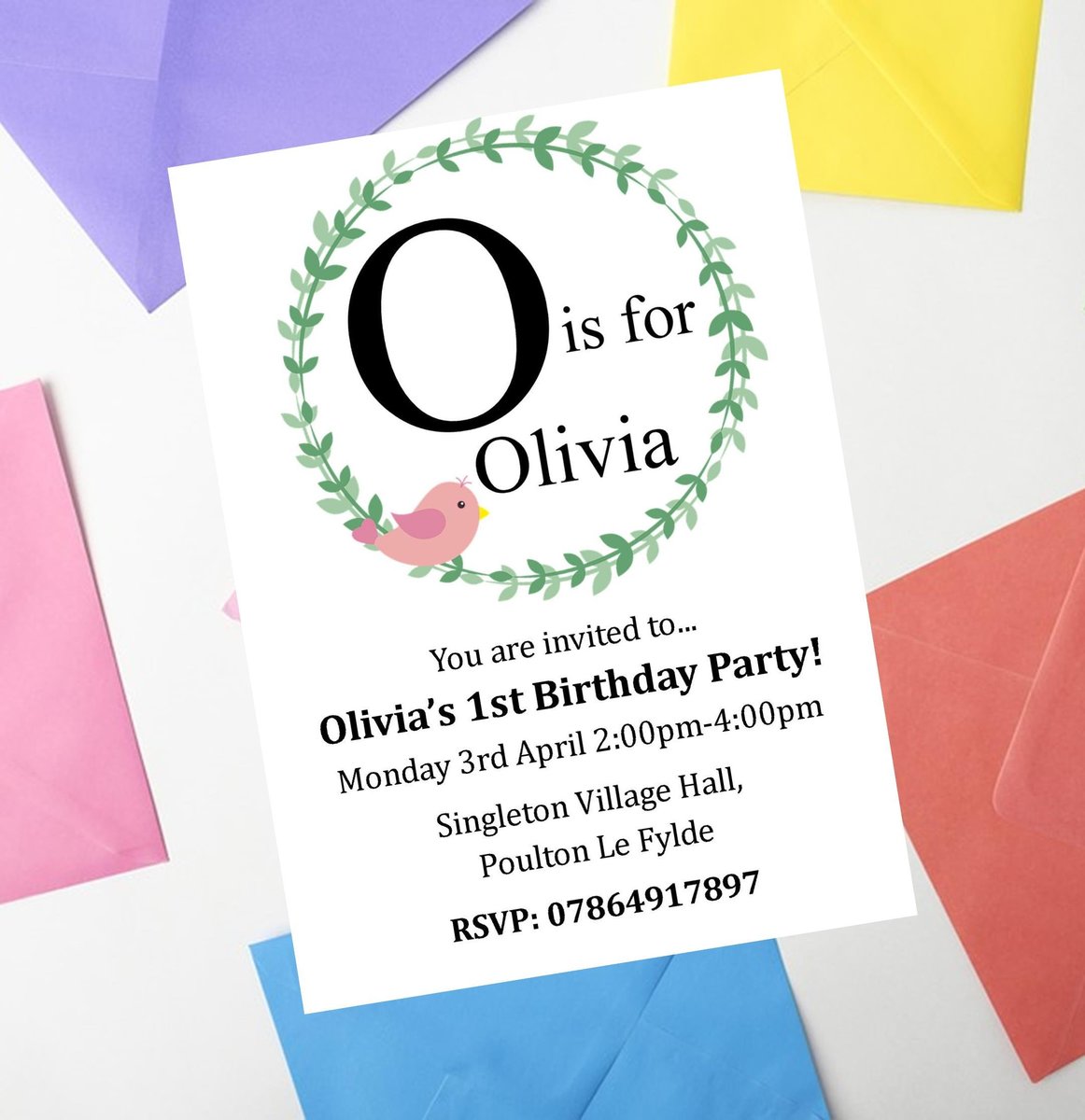 Letter Birthday Invites Invitations Personalised Personalized Perfect for Birthday, First Birthday, Christening Invites Alphabet Custom Dec