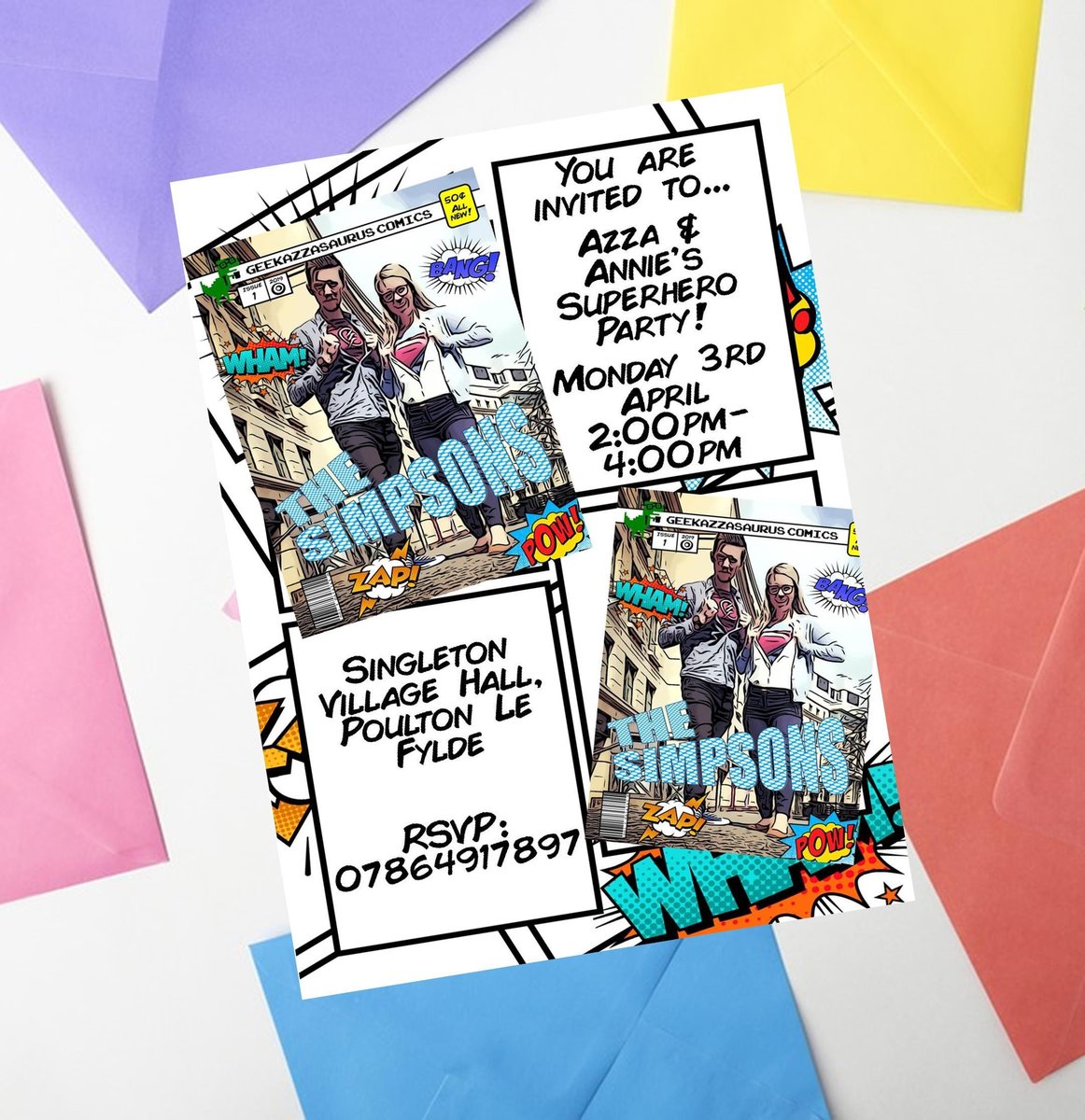 Comic Book Invites Invitations Personalised Personalized Perfect for Superhero, Comic Book Birthday Party Decorations Superhero Decor Hero