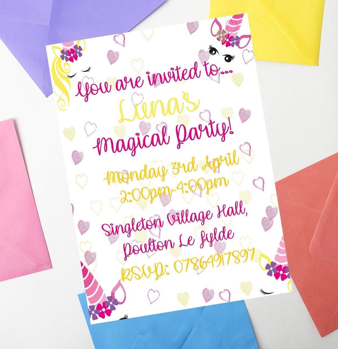 Unicorn Birthday Invites Invitations Personalised Personalized Perfect for Magical Unicorn Clouds Rainbows Themed Birthday Party Decorations