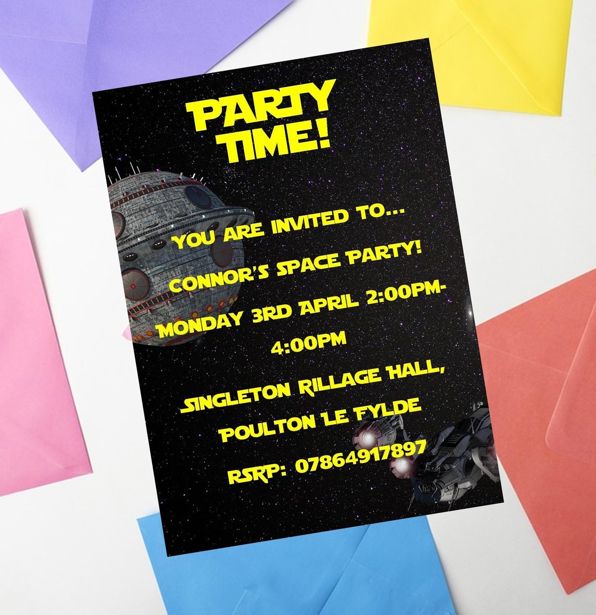 Space Birthday Invites Invitations Personalised Personalized Perfect for Space,SCI FI, Comic Con Themed Birthday Party Decorations Decor