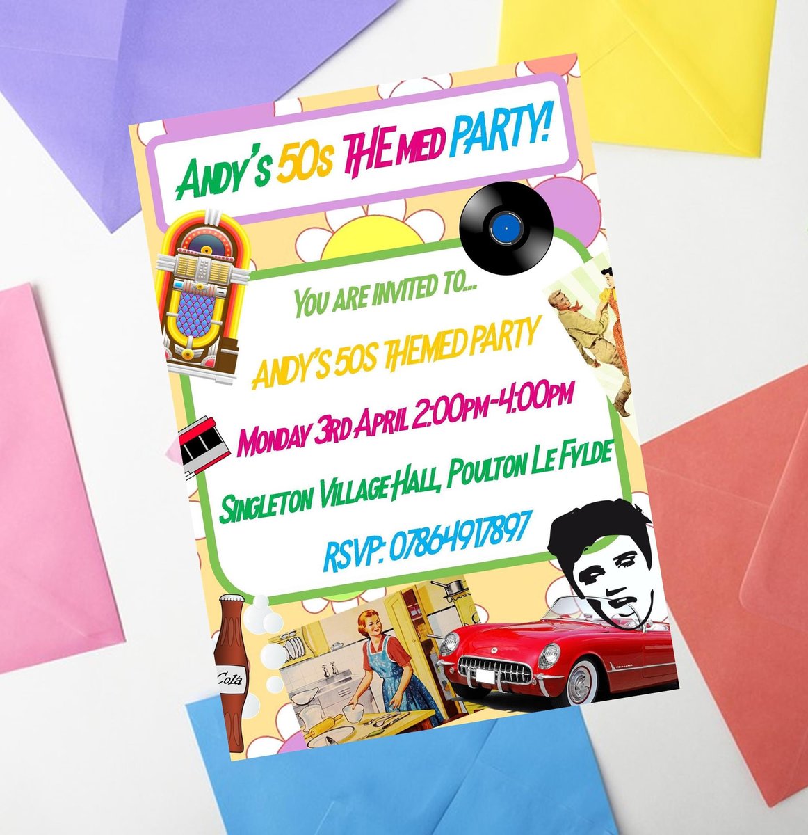 Birthday Invitations Born in the 50s,60s,70s,80s,90s Personalised Personalized Custom Wedding,Save The Date Invites, Christening, Retro