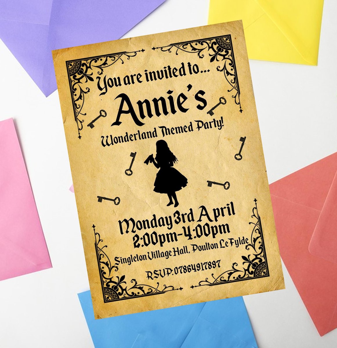 Fairytale Invites Beauty and Beast,Peter Pan,Alice,Little Mermaid,Aladdin,Rapunzel Personalized Personalised Wedding Birthday Invitations BK