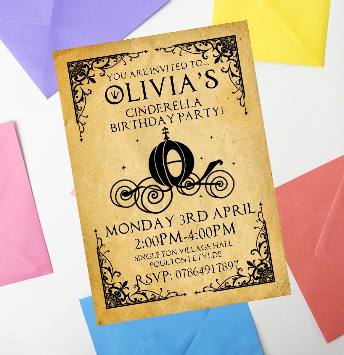 Fairytale Invites Beauty and Beast,Peter Pan,Alice,Little Mermaid,Aladdin,Rapunzel Personalized Personalised Wedding Birthday Invitations BK