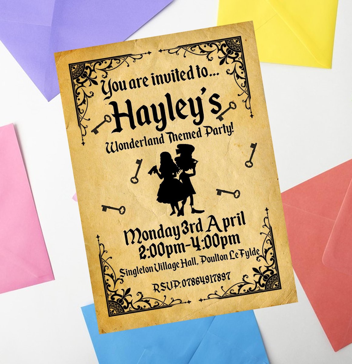 Fairytale Invites Beauty and Beast,Peter Pan,Alice,Little Mermaid,Aladdin,Rapunzel Personalized Personalised Wedding Birthday Invitations BK