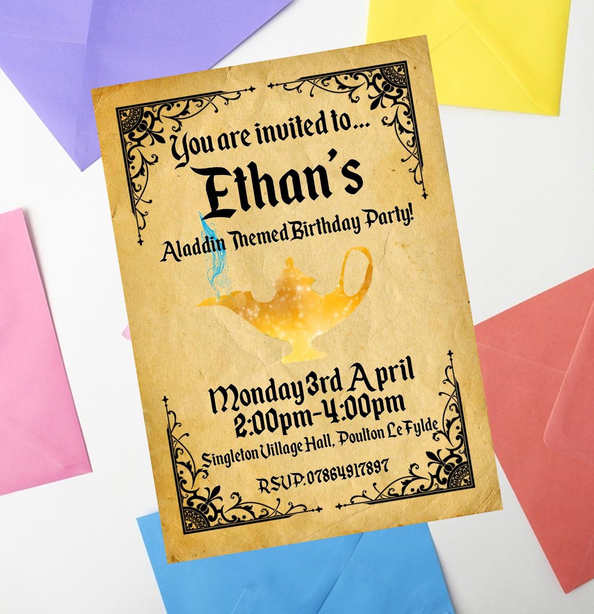 Fairytale Invites Beauty and Beast,Peter Pan,Alice,Little Mermaid,Aladdin,Rapunzel Personalized Personalised Wedding Birthday Invitations WC