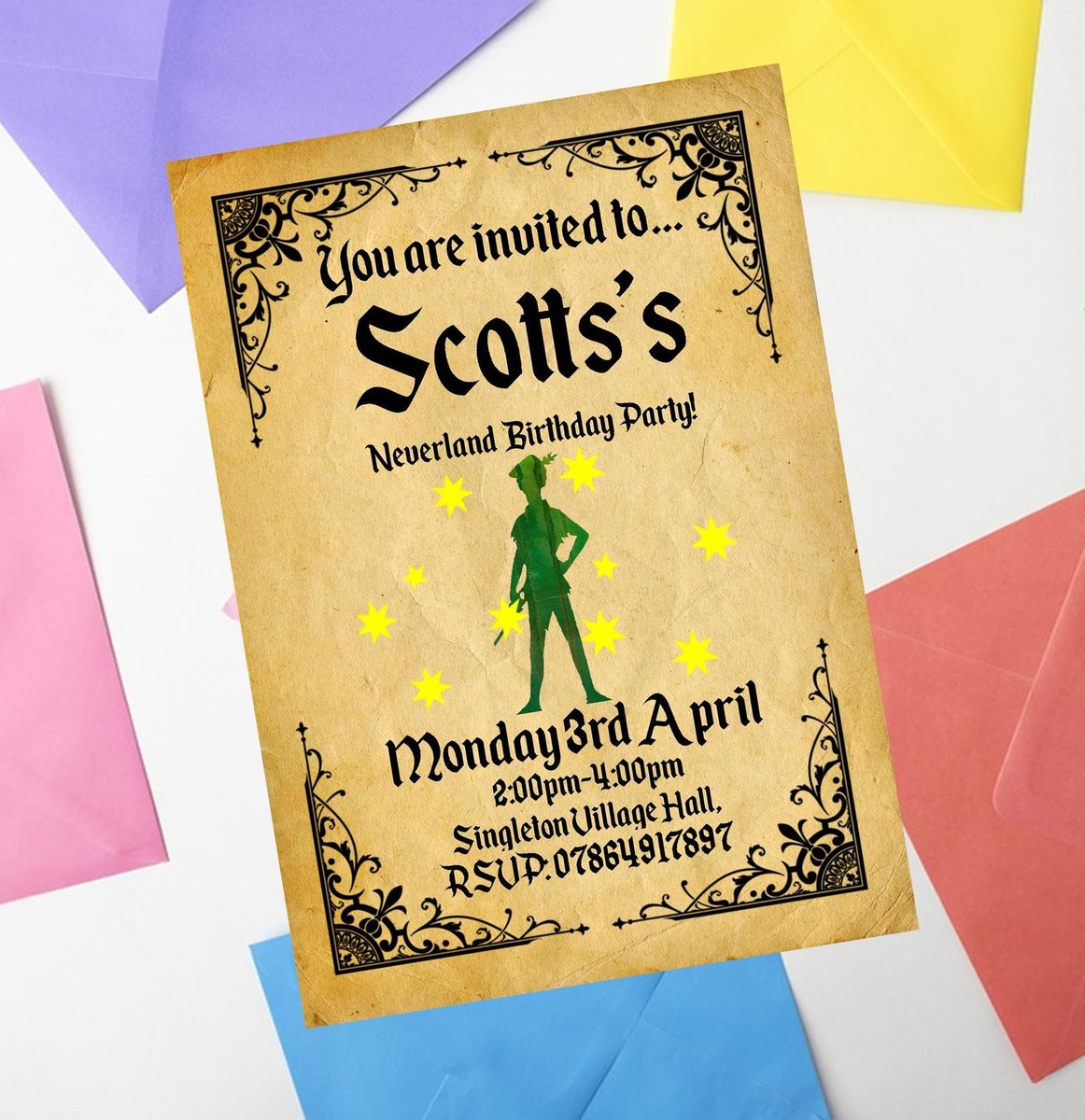 Fairytale Invites Beauty and Beast,Peter Pan,Alice,Little Mermaid,Aladdin,Rapunzel Personalized Personalised Wedding Birthday Invitations WC