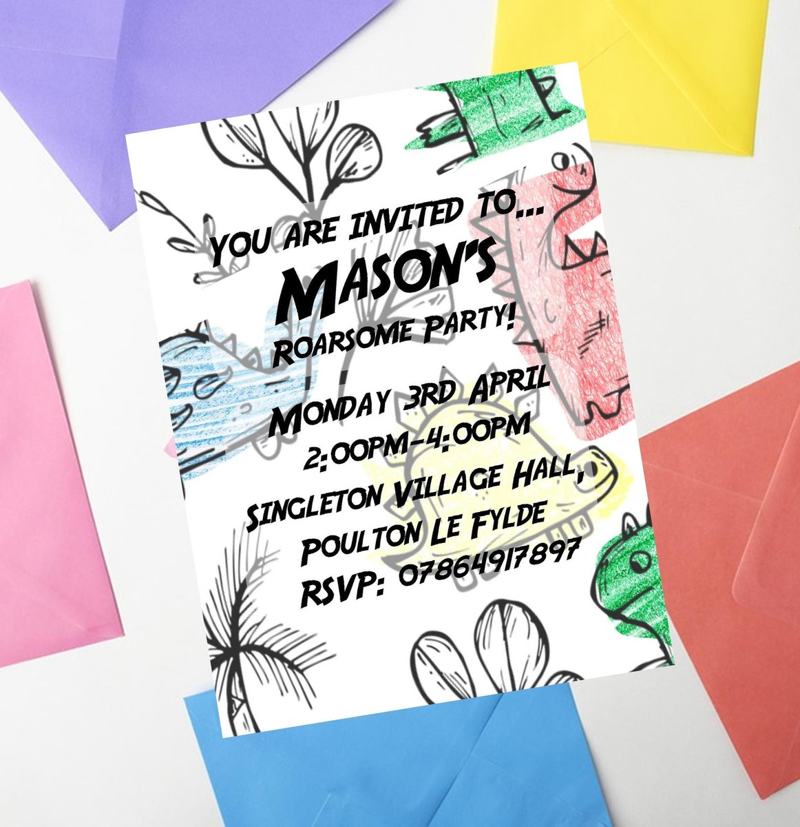 Dinosaur Birthday Invites Invitations Personalised Personalized Perfect for Dinosaur Themed Birthday Party Decorations Custom Christening