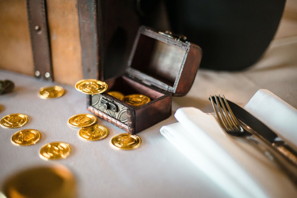 Pirate Treasure Plastic Gold Coins Wedding Favors Favours Neverland Little Mermaid Fairytale Themed Wedding Pirate Parties Weddings Party