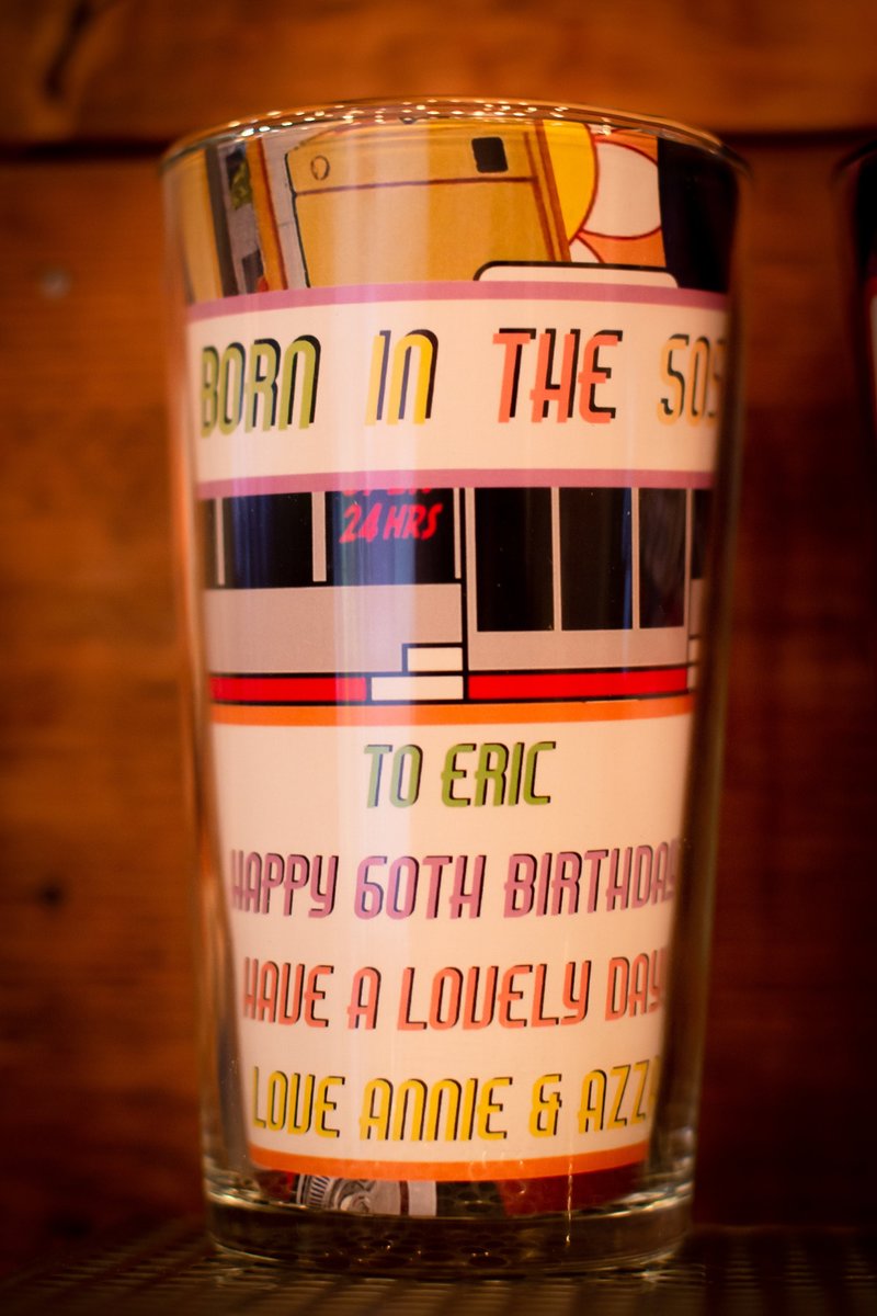 50s,60s,70s,80s,90s Beer Glass Perfect gifts for weddings, birthdays, wedding party presents, personalized personalised gifts, barware