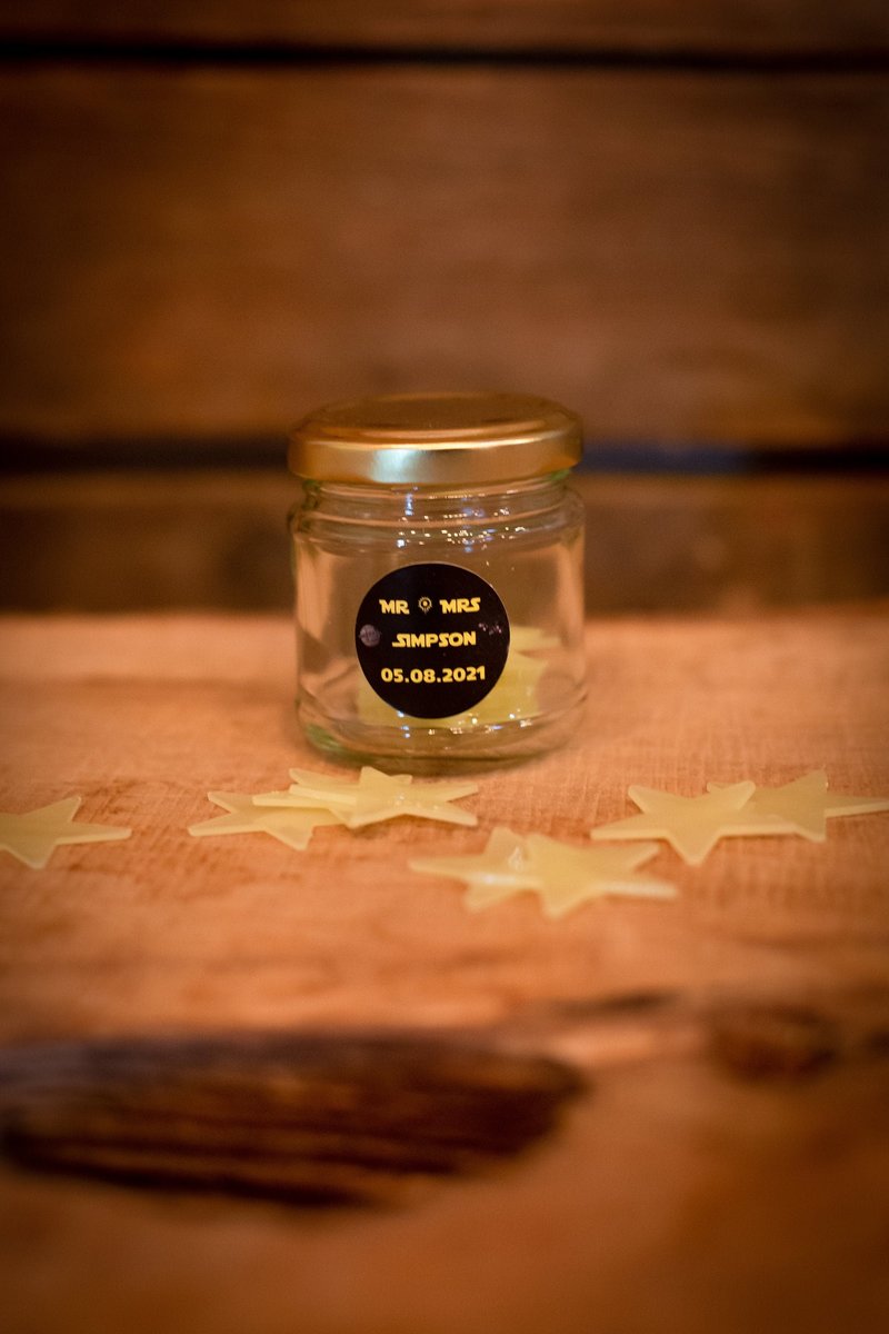 Glow in the Dark Stars in Jar with Personalised Personalized Label Perfect for Space themed weddings, parties, favours, favors, baby shower