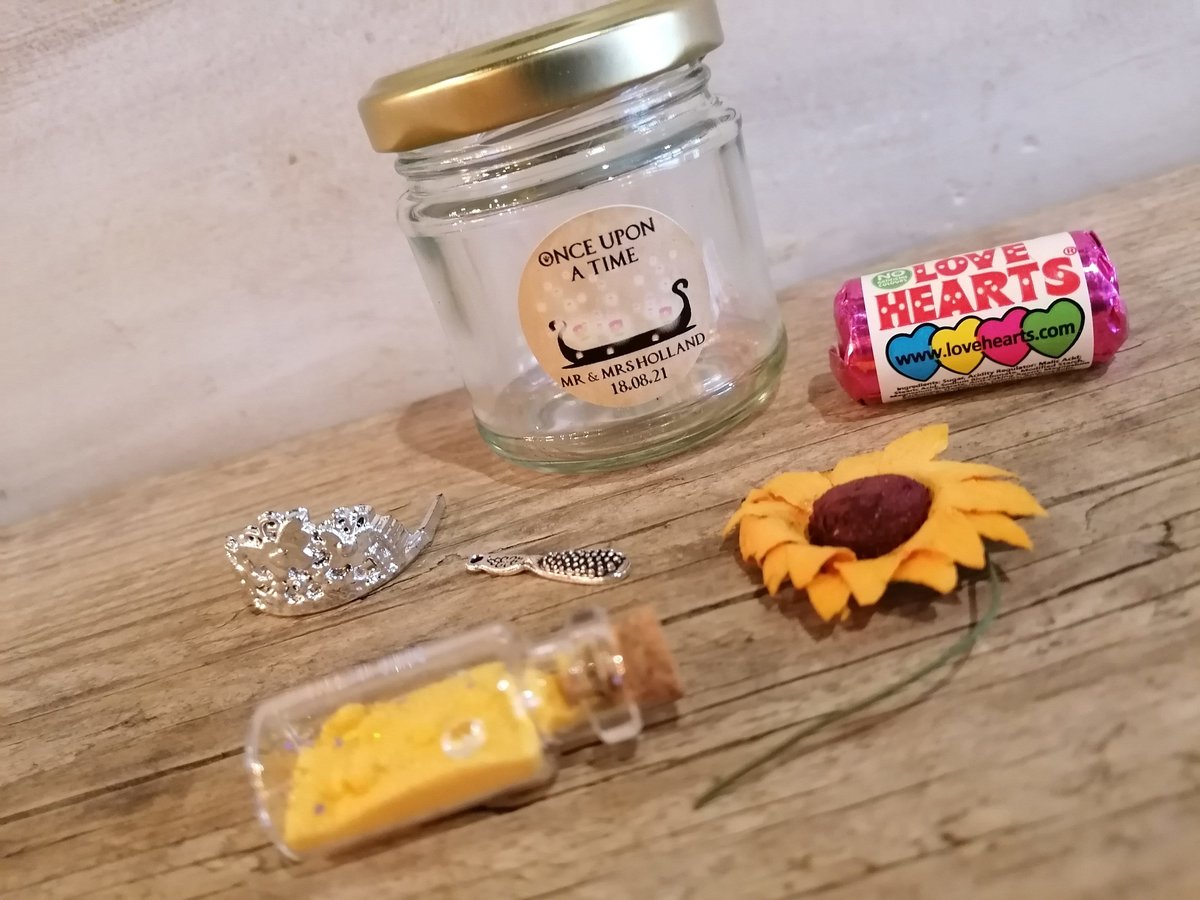 Rapunzel Fairytale Kit in Jar! Perfect Fairytale Themed Weddings Favours Favors Baby Shower Rapunzel Themed Wedding Yellow Sunflowers Gift