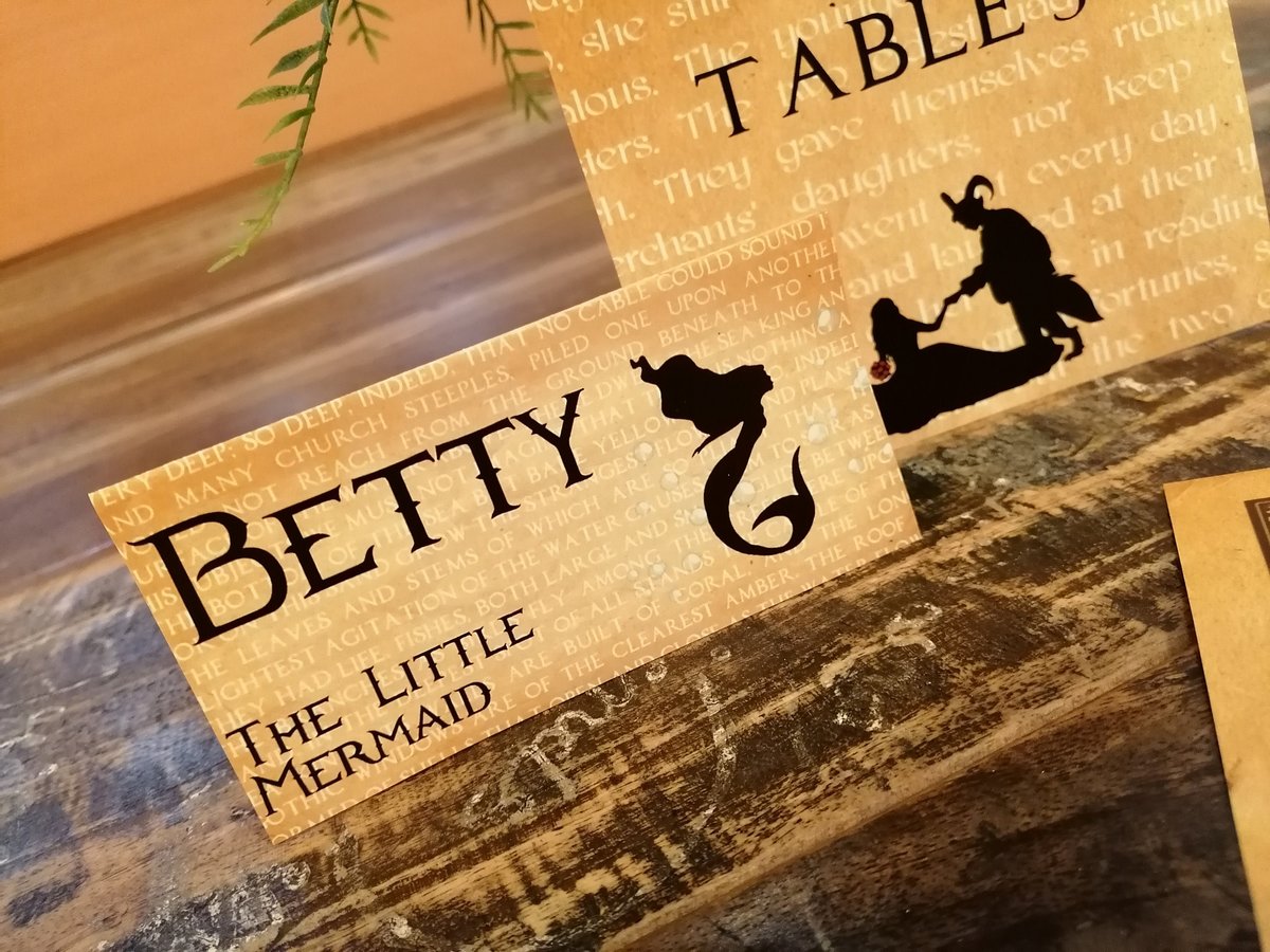 Fairytale Wedding Menu,Table Name & Name Place Beauty and the Beast Aladdin Little Mermaid Rapunzel Sleeping Beauty Cinderella Name Card