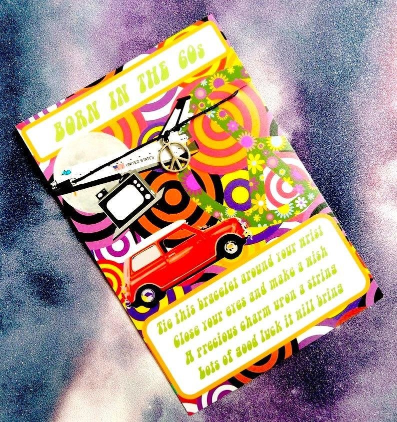 Birthday Bracelets Charm Born in the 50s 60s 70s 80s 90s Retro Keepsake Gift Fifties Sixties Seventies Disco 80s 90s Retro Party Bags Favors