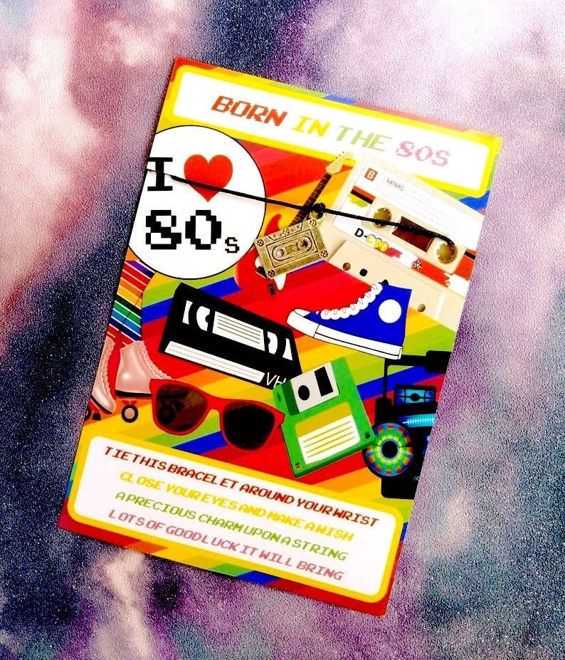 Birthday Bracelets Charm Born in the 50s 60s 70s 80s 90s Retro Keepsake Gift Fifties Sixties Seventies Disco 80s 90s Retro Party Bags Favors