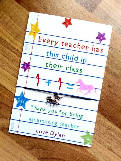 Teacher Bracelet Thank You Teacher and Teaching Assistant Bracelet School Gift For Teacher Star Dinosaur Unicorn Personalised Personalized