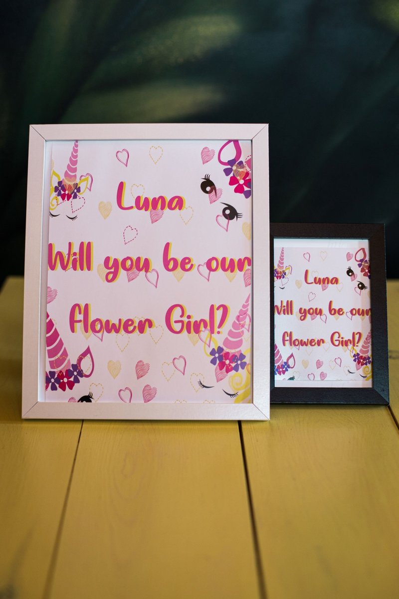 Unicorn Framed Flower Girl Print Personalised Personalized!Perfect Mother's Day, Mum, Mummy Birthday, Mom Gift, Mommy Gift, House Decor