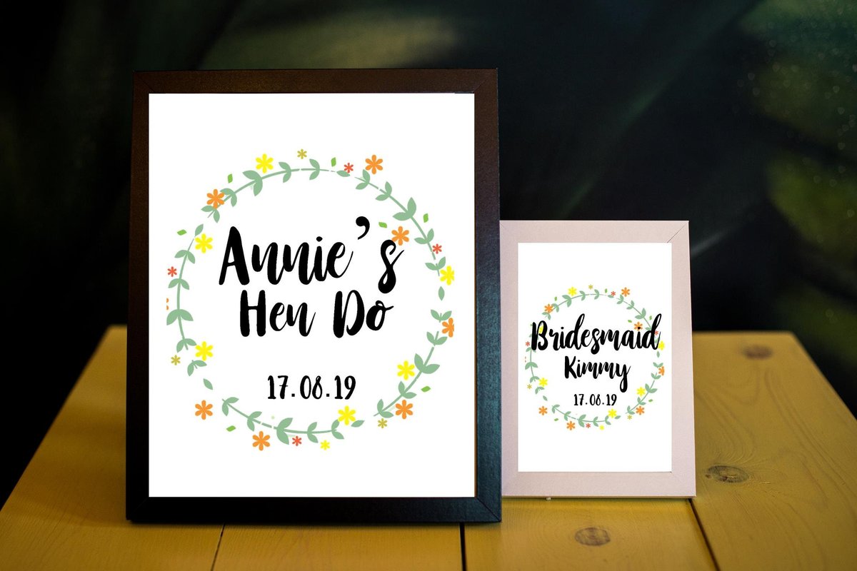 Hen Do Framed Print Personalised Personalized Perfect Hen Do Gifts,Hen Party Accessories,Favors Favours,Bridesmaid Gift Wedding Day Custom