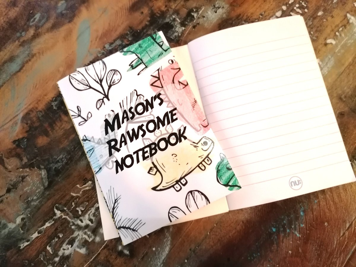 Dinosaur Notebook Note Pad Jotter Books Personalized Personalised Custom Name Notebook 1st Notebook Dinosaur Party Favours Favors Stationary