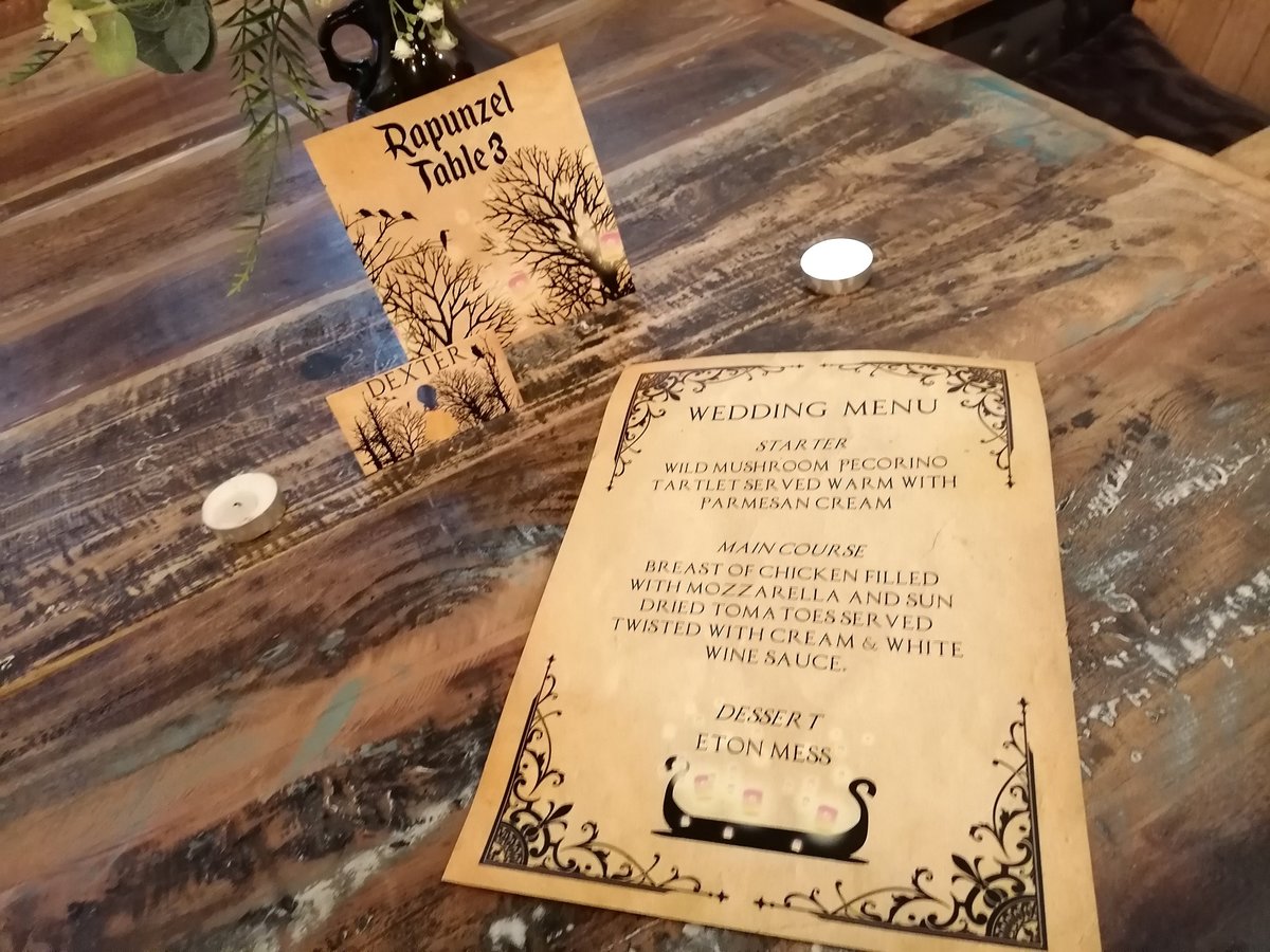 Fairytale Woodland Wedding Menu,Table Name & Name Place Beauty and the Beast Aladdin Little Mermaid Rapunzel Sleeping Beauty Name Card