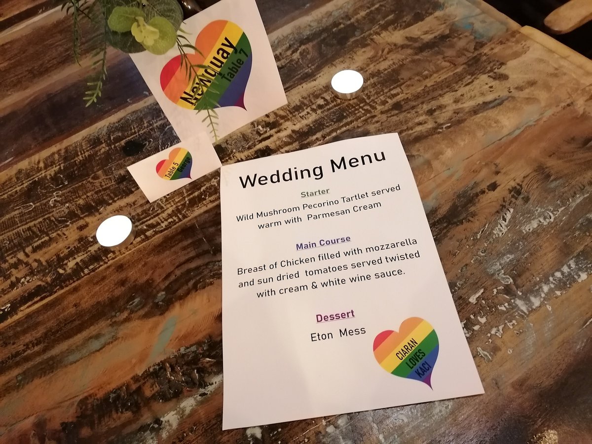 Rainbow Love Heart Wedding Menu,Table Name & Name Place LGBTQ Pride Themed Weddings, Parties, Events,Table Decorations,Custom Gay Name Card