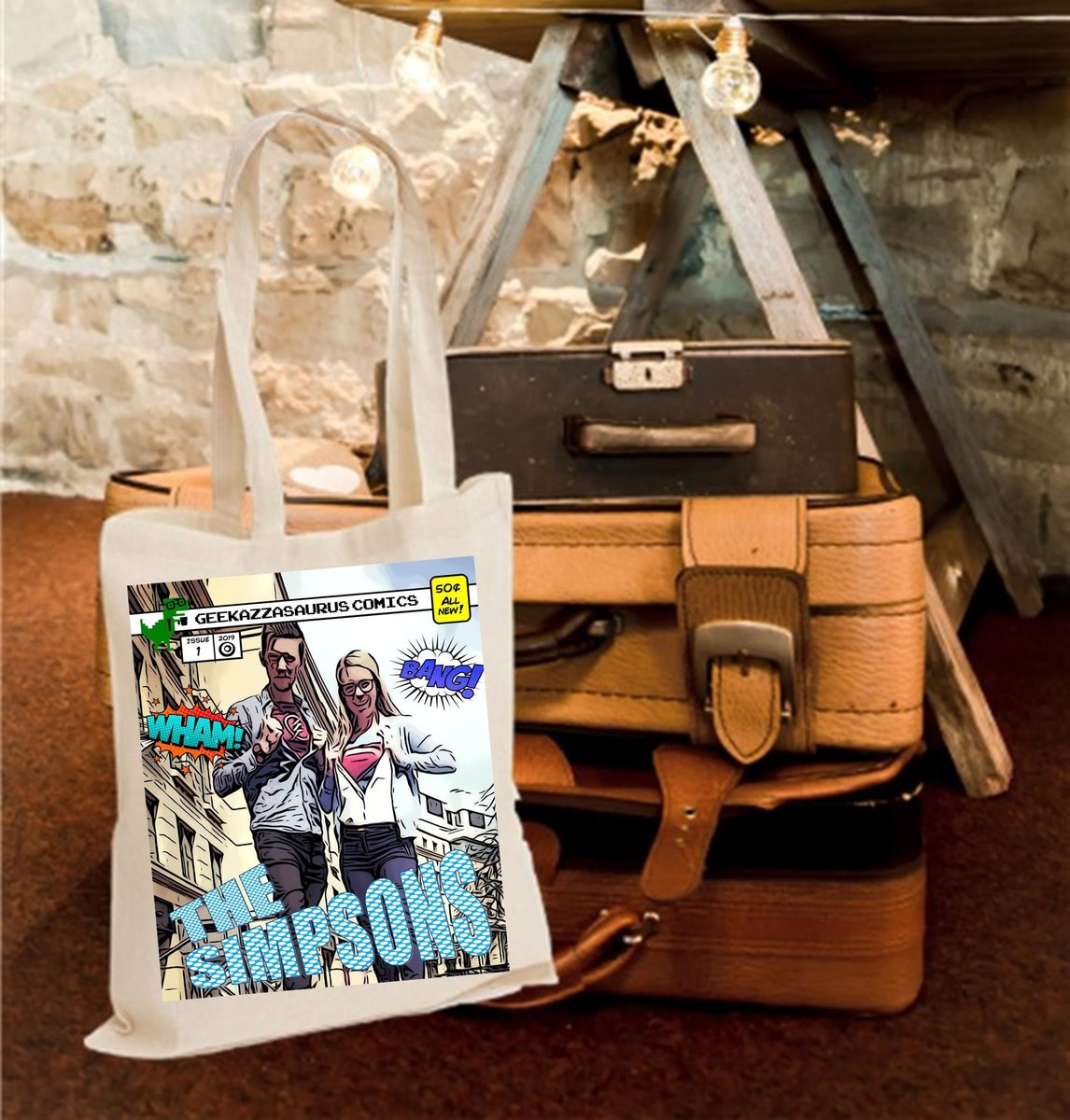 Tote Bag Superhero Comic Book Personalised Personalized!Perfect Wedding Gift,Anniversary,Engagement,Birthday Gift,Wooden Anniversary Comic