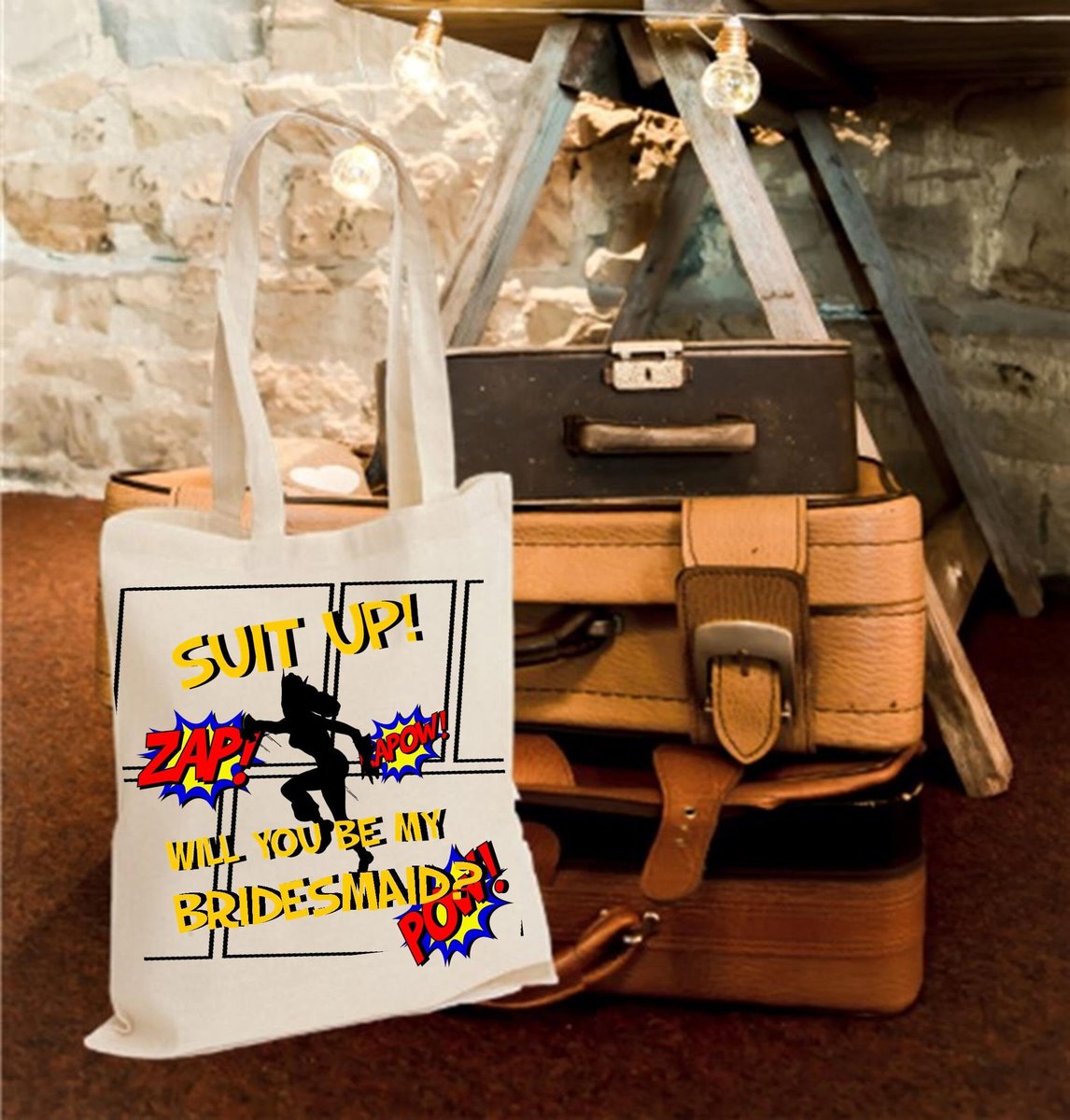 Tote Bag Superhero Silhouette Personalised Personalized Mummy's Shopping Will You Be My Best Man, Groomsman, Usher,Bridesmaid,Maid of Honor