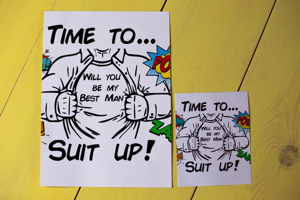 Suit Up Wedding Poster Print Personalised Personalized!Will You Be My Best Man,Groomsman,Usher,Paige Boy?Superhero Wedding,Comic Book