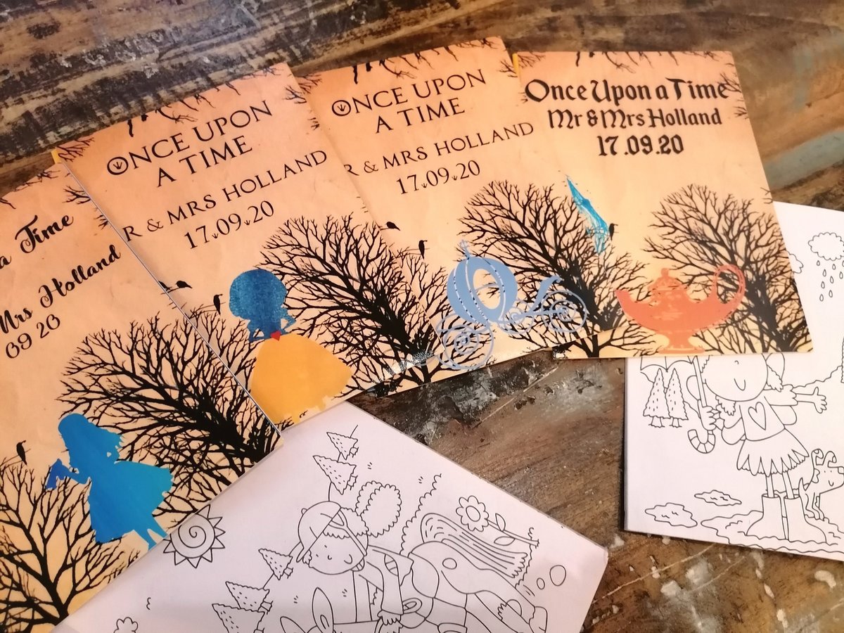 Fairytale Colouring Books For Weddings and Parties Woodland Alice, Beauty and the Beast, Sleeping Beauty, Snow White, Aladdin, Rapunzel