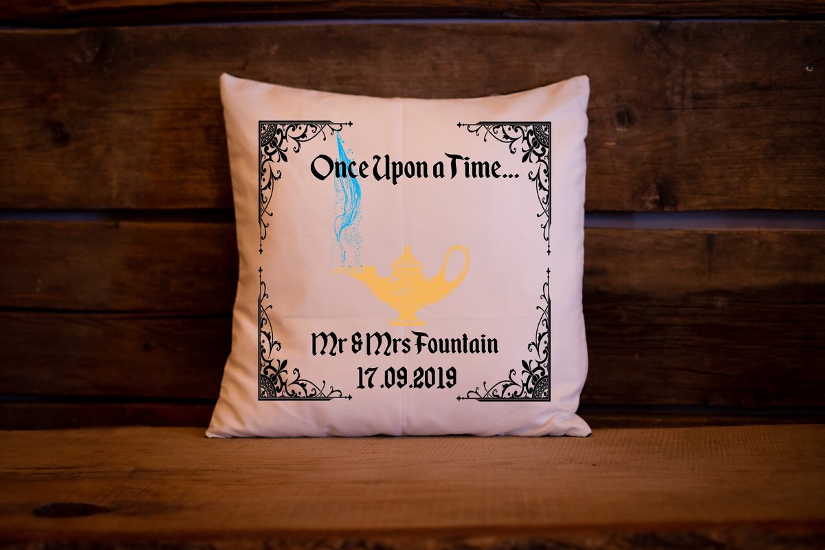 Fairytale Cushion Personalised Personalized Custom Fairytale Beauty and the Beast Wedding Engagement Sleeping Beauty Aladdin Little Mermaid