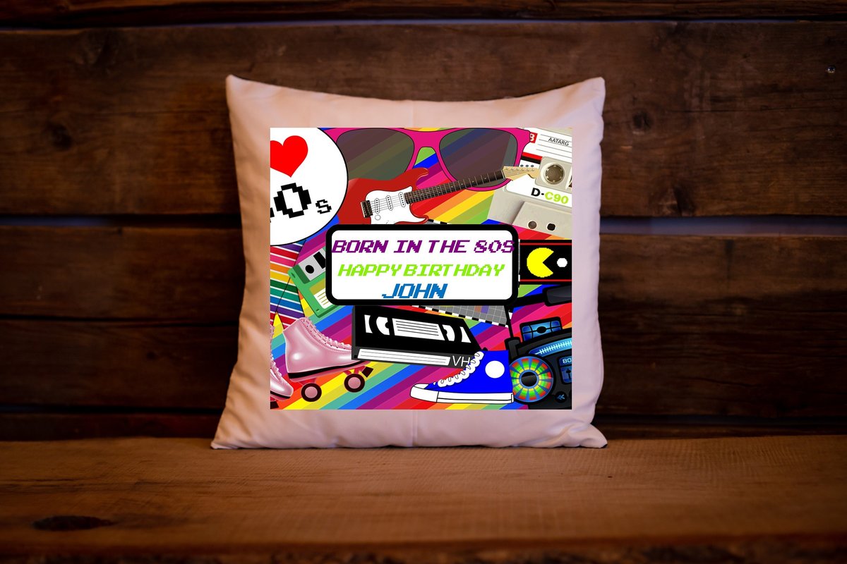 80s Birthday Cushion Born in the 80s Personalised Personalized Custom Big Birthday Keepsake Nostalgia, Retro,Decades,Milestone Birthday