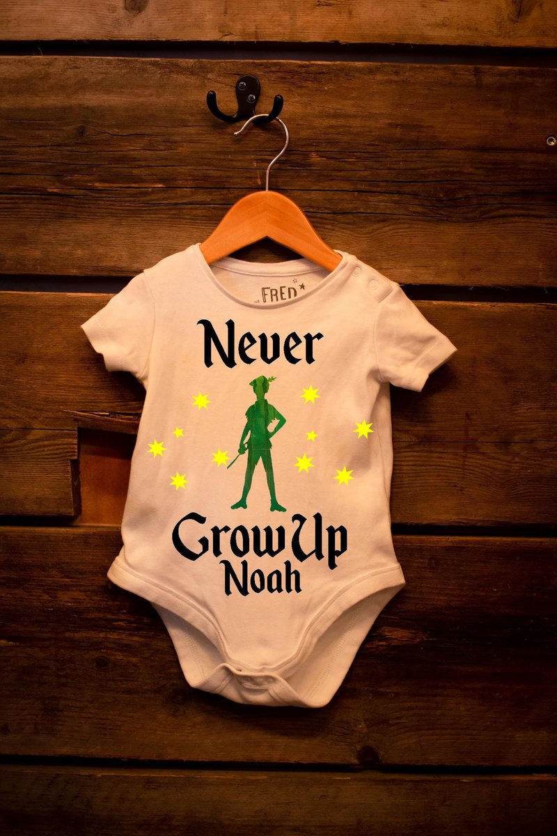 Peter Pan Baby Grow Custom Personalised Personalized Fairytale Baby Clothes Newborn Childrens Clothes Baby Sleepsuit Neverland Baby