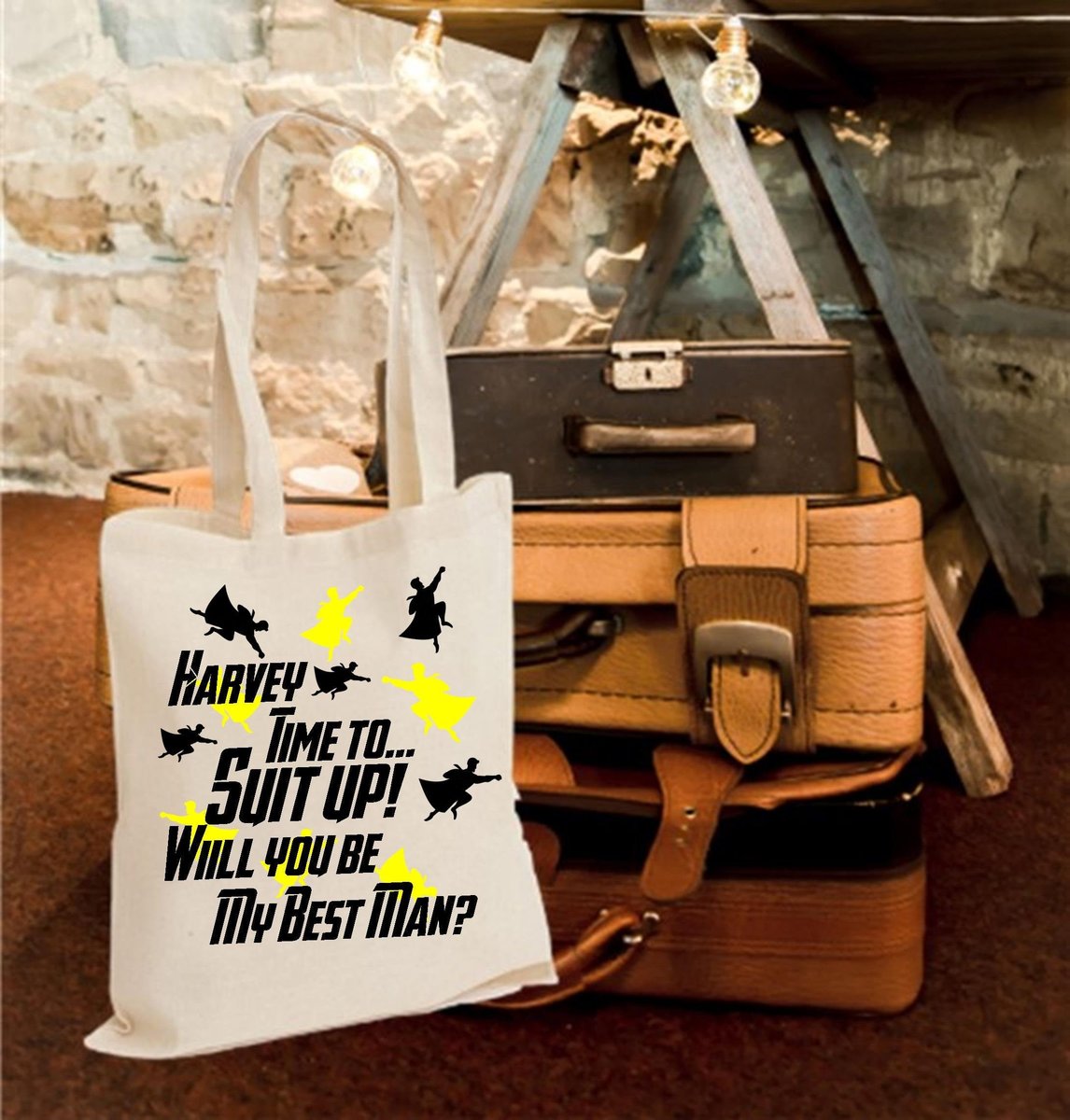 Tote Bag Superhero Flyers Personalised Personalized Mummy's Shopping Bag Will You Be My Best Man, Groomsman, Usher Comic Book Superhero Bag