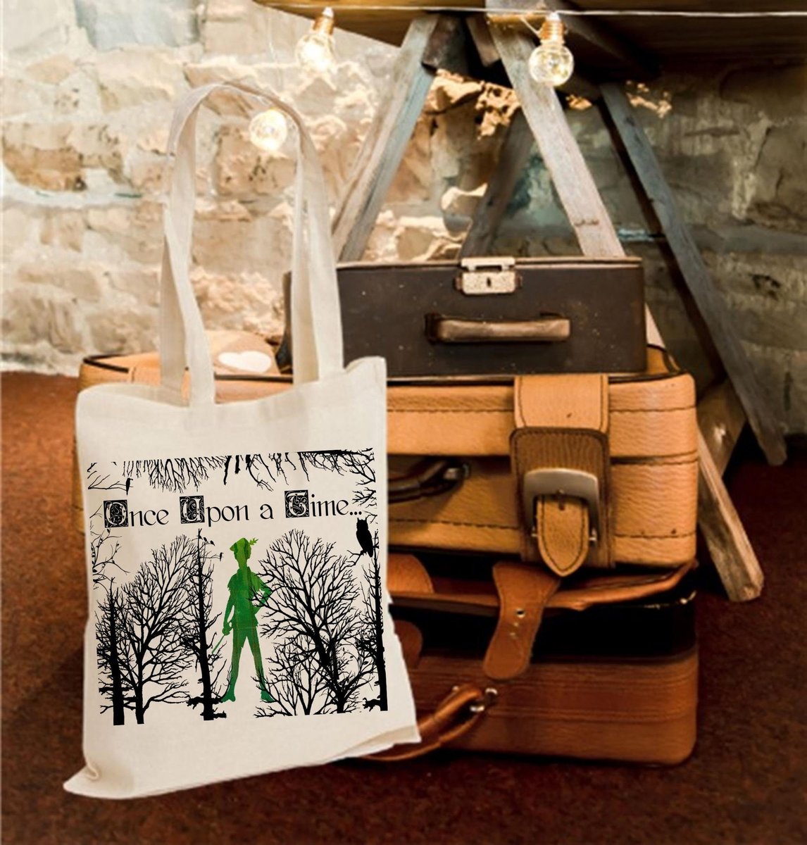 Fairytale Woodland Tote Bag For Wedding Beauty and Beast,Peter Pan,Alice,Little Mermaid,Aladdin,Rapunzel Lanterns Personalized Personalised