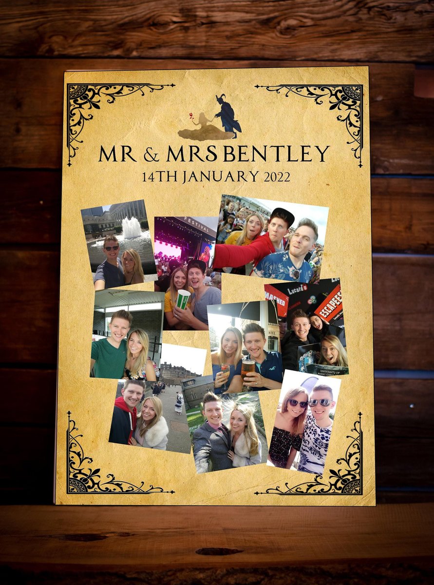 Fairytale Photo Collage Birthday Board Beauty and the Beast Party Display Board Personalised Personalised Custom Little Mermaid Aladdin Col