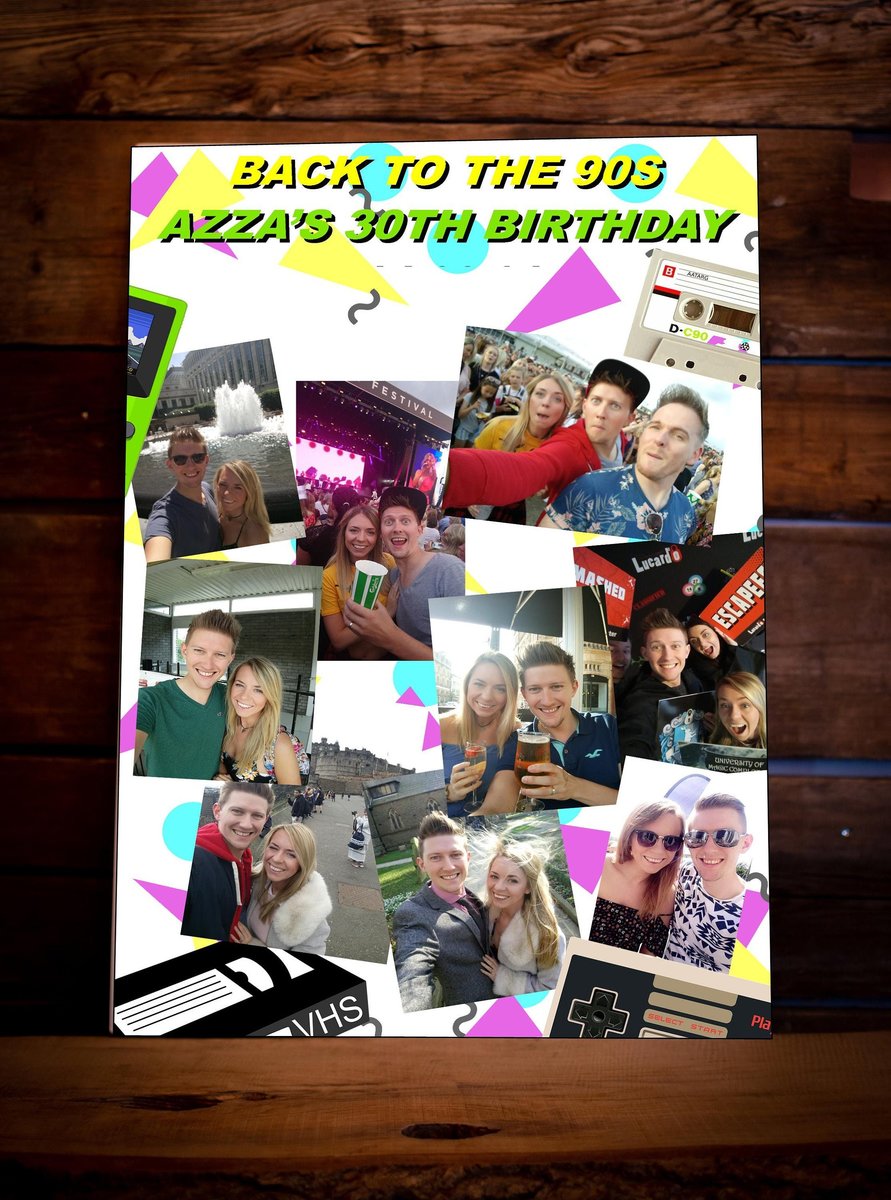 90s Photo Collage Birthday Board Ninetie's Retro Themed Party Display Board Personalised Personalised Custom Photoboard Sign Gaming Console