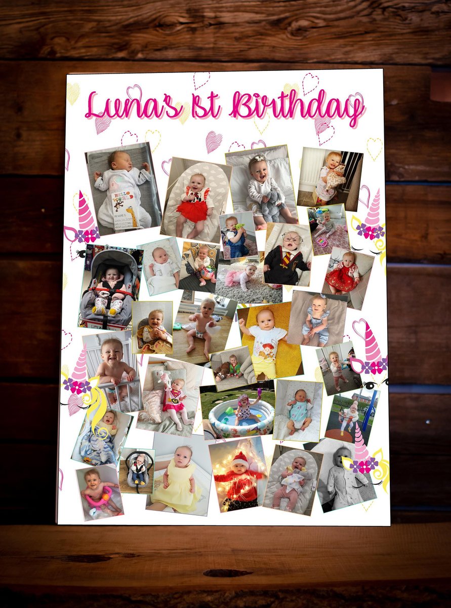 Unicorn Photo Collage Birthday Board Unicorn Themed Party Display Board Personalised Personalised Custom Photoboard Sign Magical Fairytale