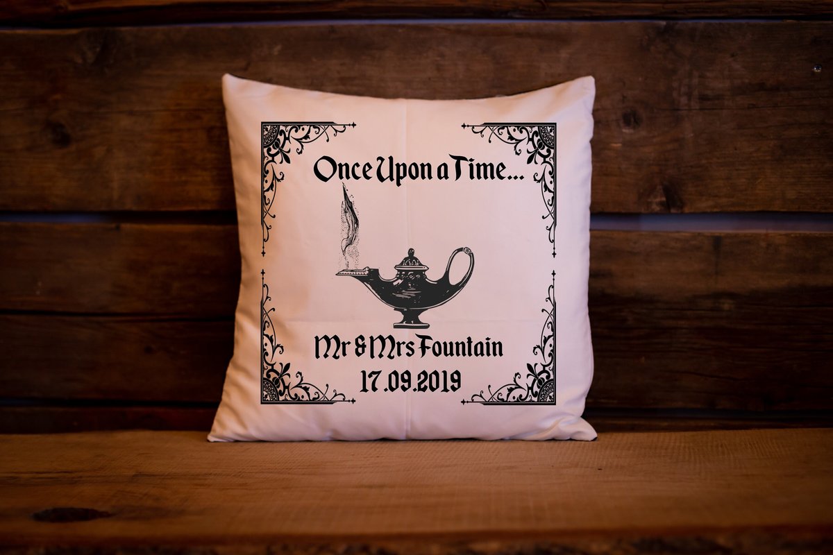 Fairytale Cushion Personalised Personalized Custom Fairytale Beauty and the Beast Wedding Engagement Sleeping Beauty Aladdin Alice Mr & Mrs