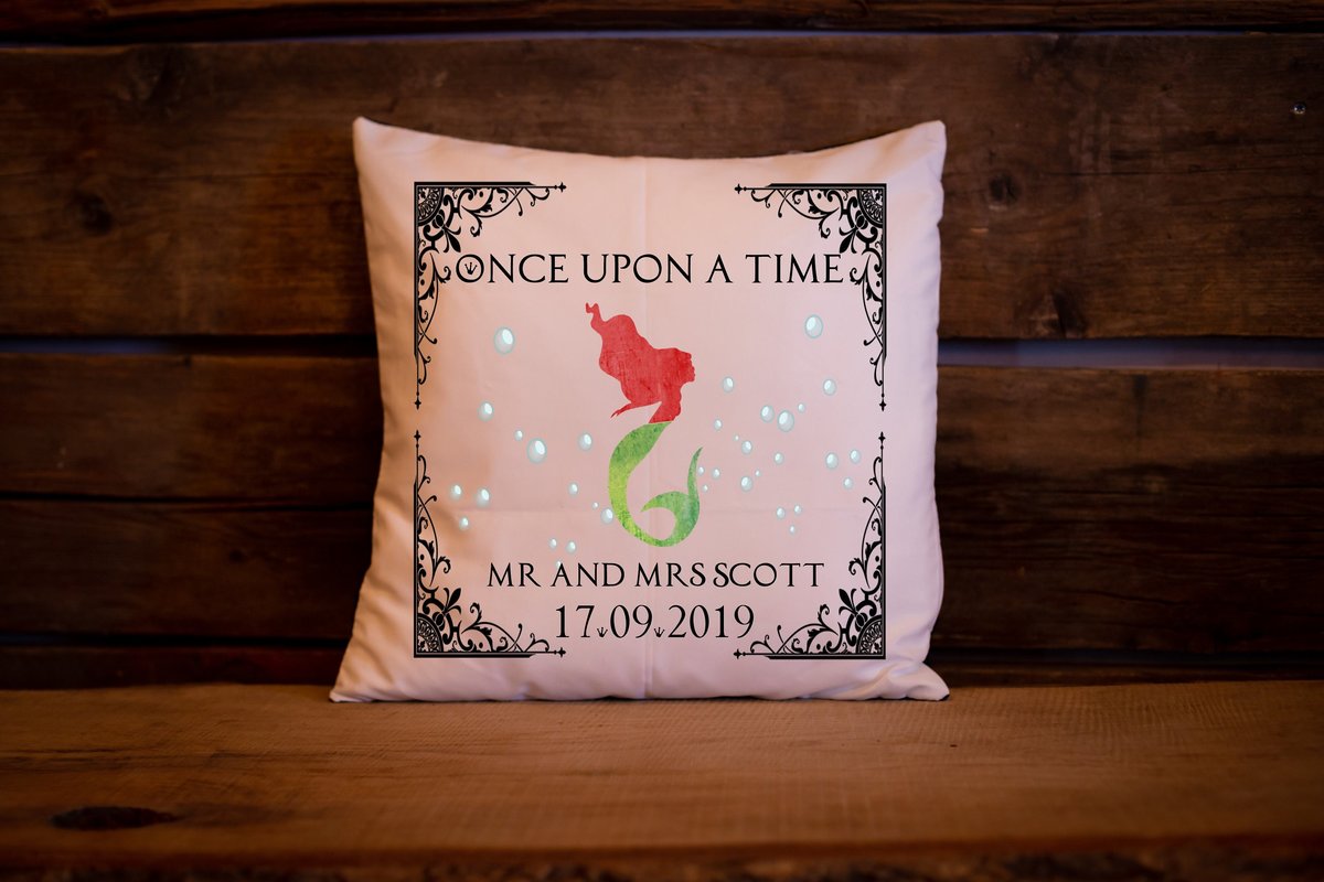 Fairytale Cushion Personalised Personalized Custom Fairytale Beauty and the Beast Wedding Engagement Sleeping Beauty Aladdin Little Mermaid