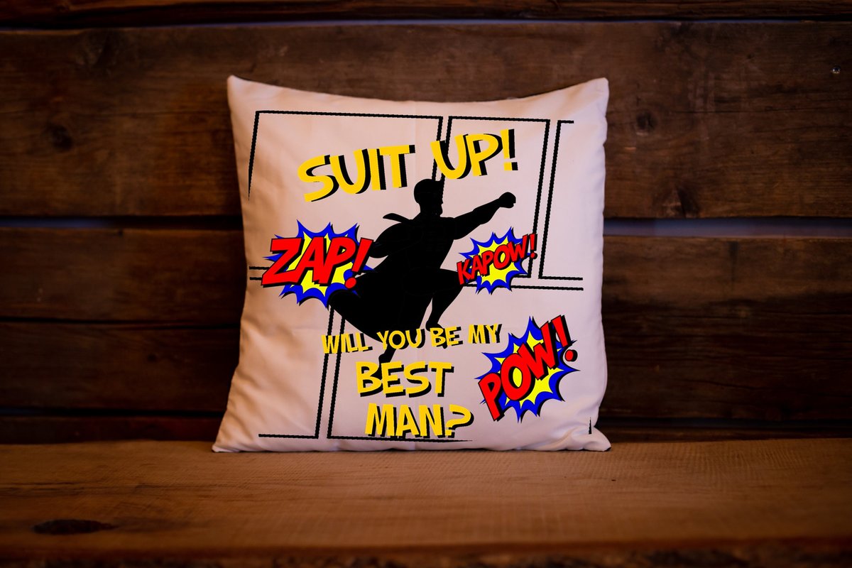 Comic Suit Up Wedding Cushion Personalised Personalized!Superhero Comic Book Wedding Will You Be My Best Man, Groomsman,Bridesmaid,Paige Boy