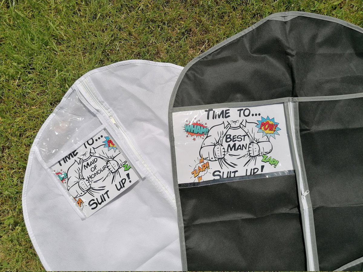 Suit Up Comic Wedding Suit and Dress Bag Groom, Best Man, Groomsman, Usher,Father of the Bride/Groom Bride Bridesmaid Maid of Honour Honor