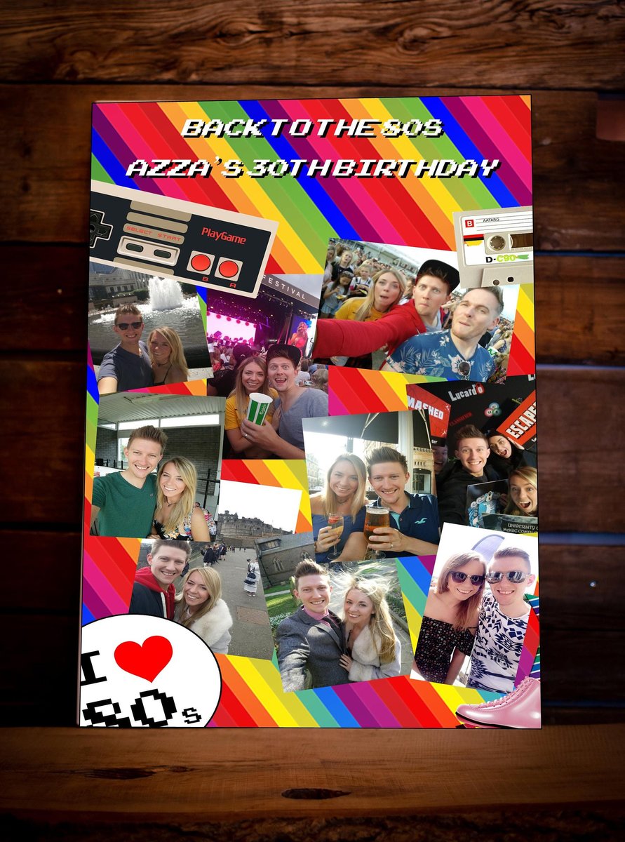80s Photo Collage Birthday Board Eighties Retro Themed Party Display Board Personalised Personalised Custom Photoboard Sign Gaming Console
