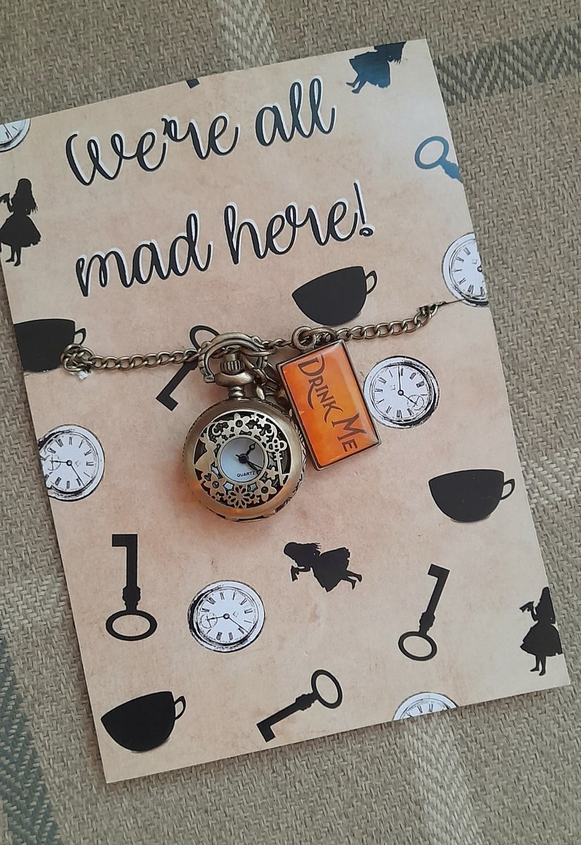 Alice in Wonderland Pocket Watch Fairytale Wedding Gift For Groom,Perfect for Alice Themed Weddings,Baby Shower,Party,Mad Hatter,Once Upon