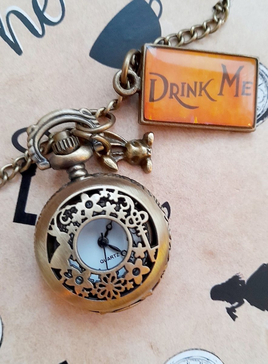 Alice in Wonderland Pocket Watch Fairytale Wedding Gift For Groom,Perfect for Alice Themed Weddings,Baby Shower,Party,Mad Hatter,Once Upon