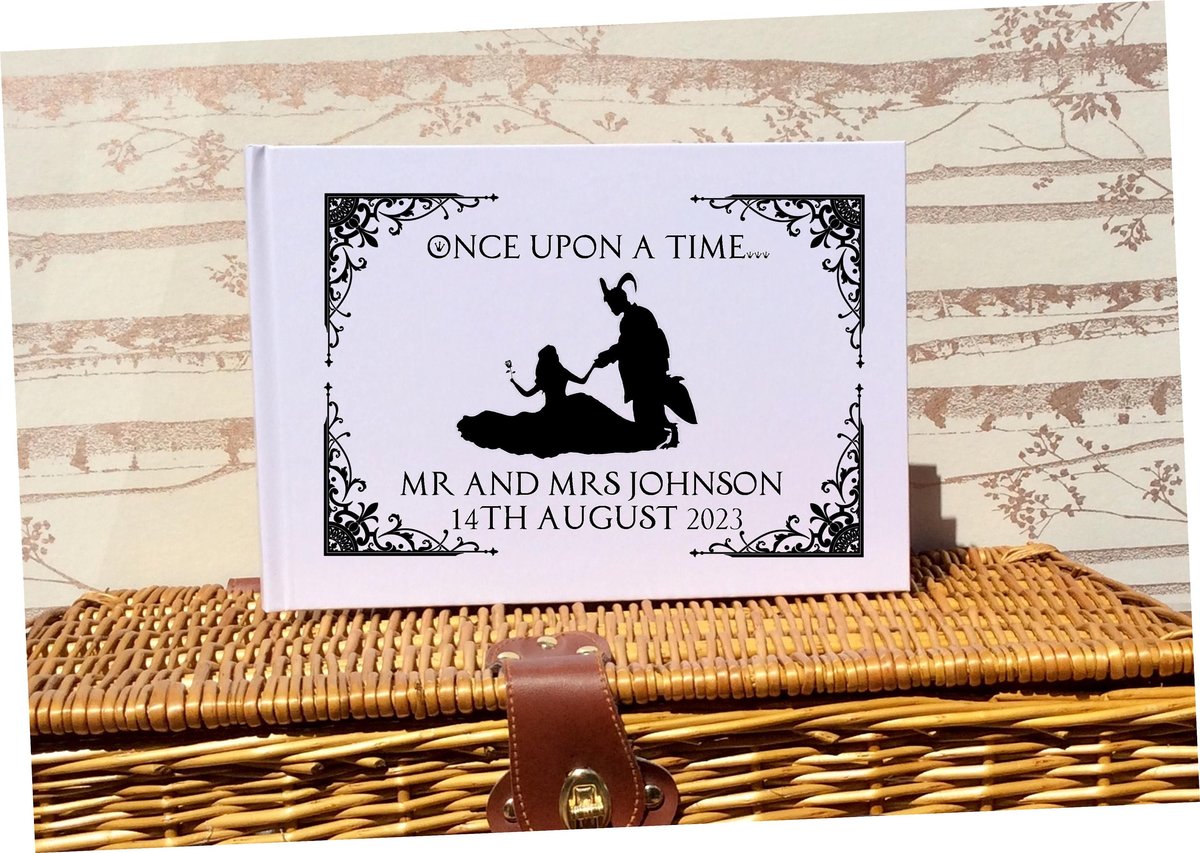 Beauty and the Beast White Wedding Guestbook Personalised Personalized Enchanted Rose French and Fairytale Weddings Scrapbook Album