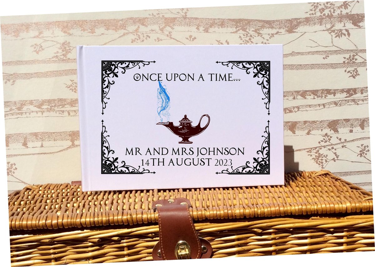 Aladdin Wedding Guestbook Personalised Personalized Perfect for Arabian Nights and Fairytale Weddings Scrapbook Album Custom Wedding White