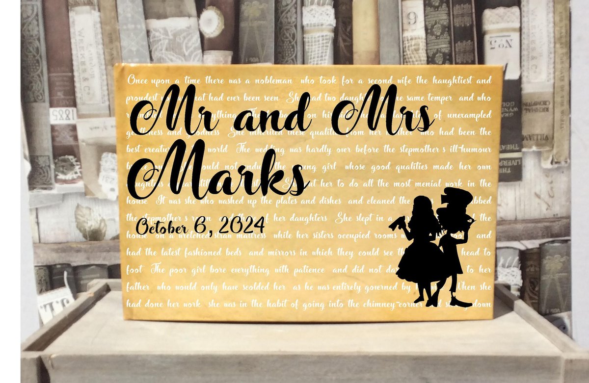 Alice and Mad Hatter Wonderland Story Book Wedding Guestbook Personalised Personalized Scrapbook, Photo Album, Engagement,Birthday