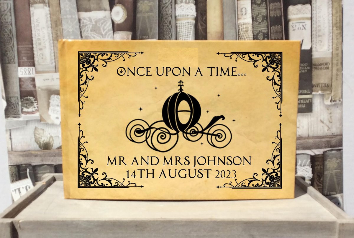 Cinderella Blue Carriage Silhouette Wedding Guestbook Personalised Personalized Perfect for Carriage and Fairytale Weddings Scrapbook Album