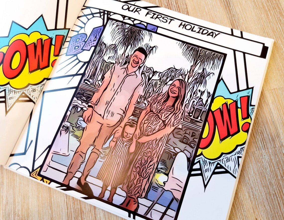 28 Page Hardback 20" x 20" Comic Book Superhero Custom Personalised Personalized Comic Anniversary Wedding Gift Present Comic Con Christmas