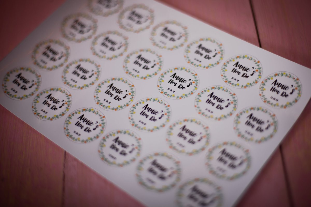 Hen Do Floral 100 x Stickers Self adhesive Personalised Personalized Custom Labels Stickers Jars, Candles, Craft, Wedding, Logo