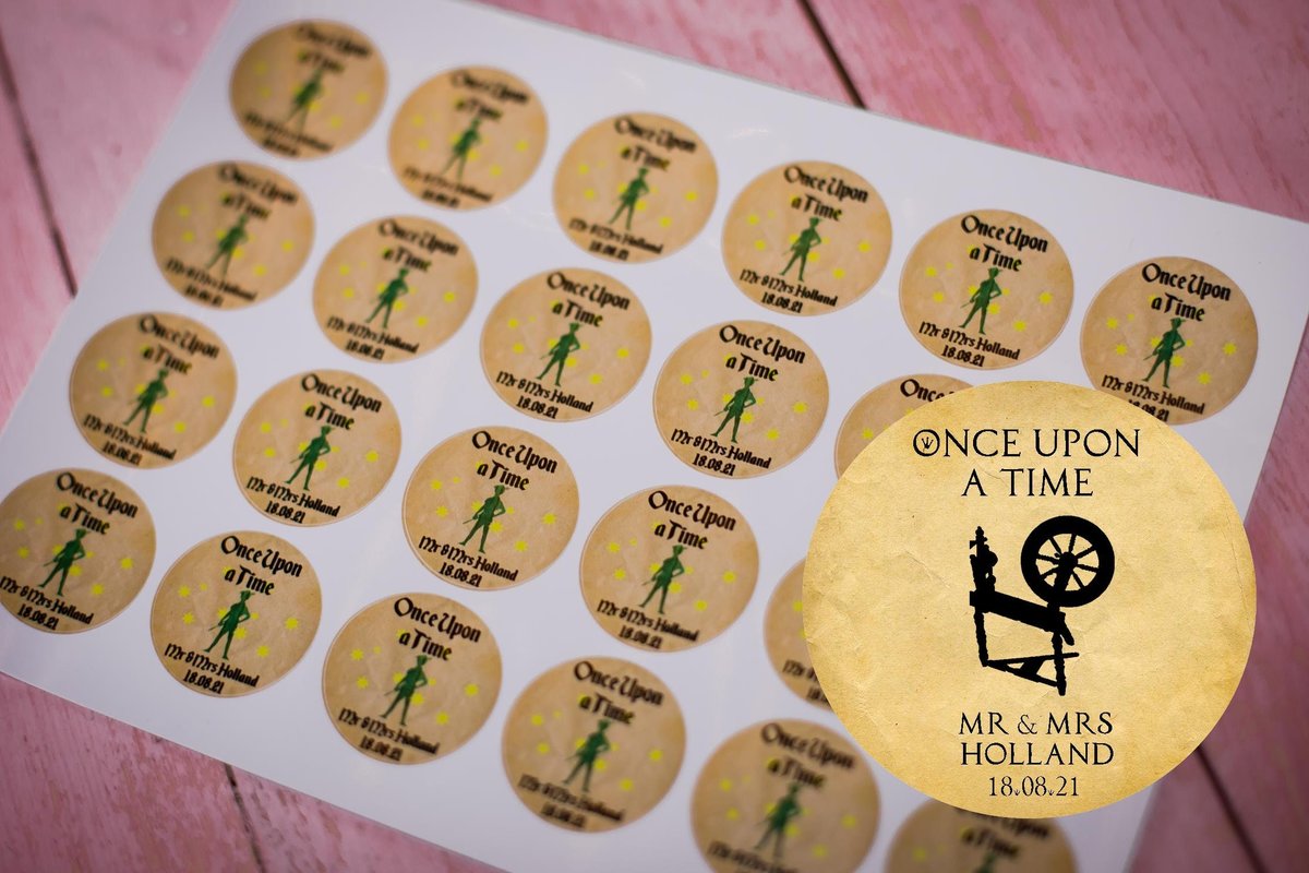 Sleeping Beauty Spinning Wheel Black 100 x Stickers Self adhesive Personalised Personalized Custom Labels Stickers Jars, Candles, Craft